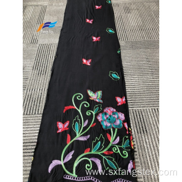 Formal Black 100 Polyester Wool Peach Embroidery Fabric